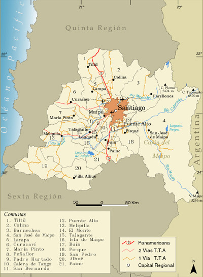 Mapa Region Metropolitana